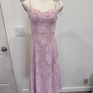 Pink floral Lulus dress with leg slit